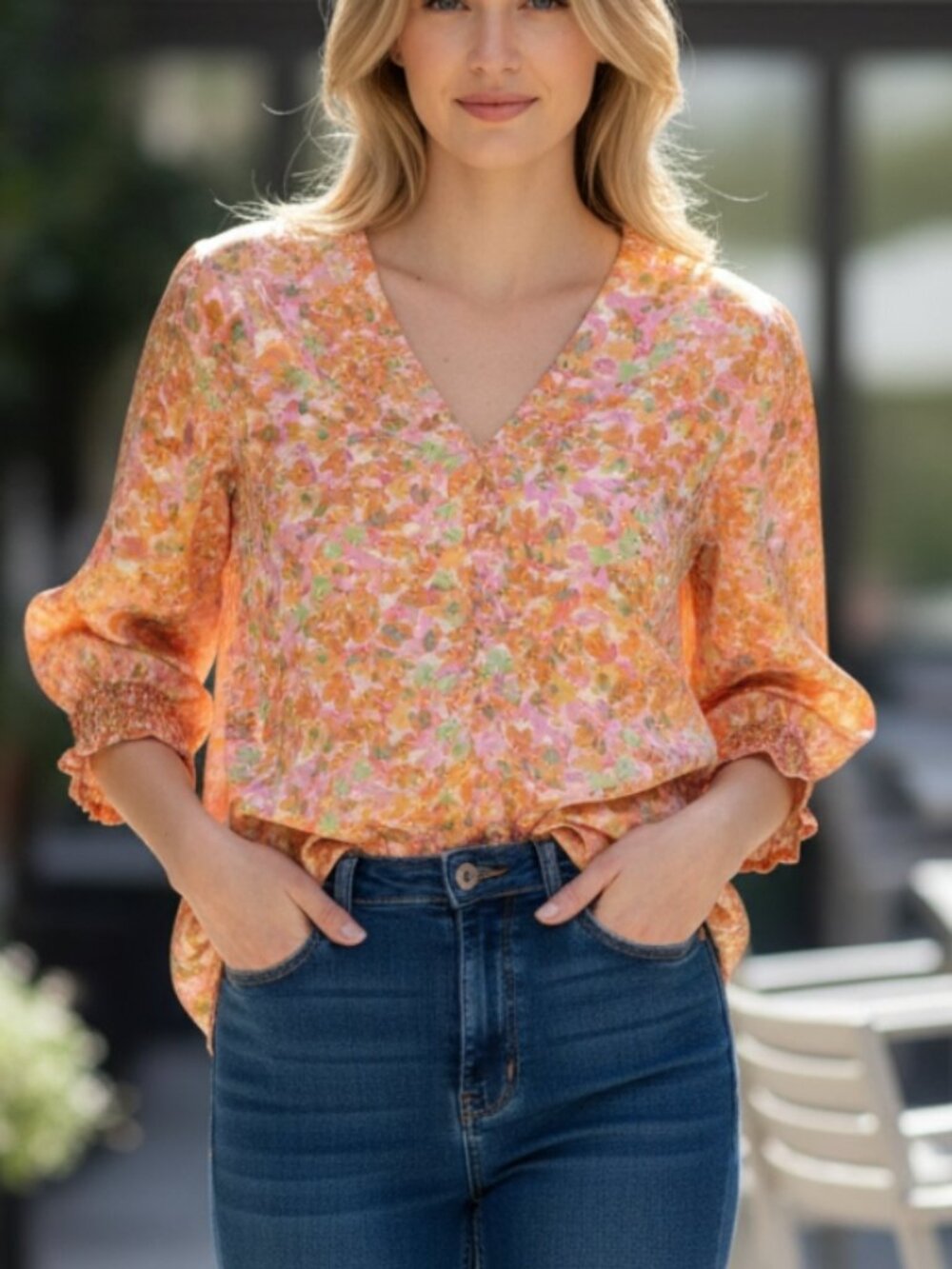Oddy brand size 1x silky lightweight blouse with rouched sleeves